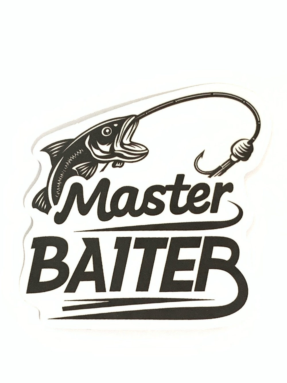 Black and White 'Master Baiter' Fishing Sticker